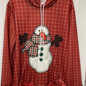 Red Plaid Snowman Hoodie